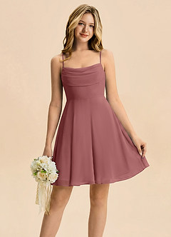 Azazie Bear Junior Amethyst A-Line Pleated Chiffon Dress image1