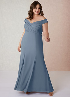 Azazie Lecia Bridesmaid Dresses Twilight Empire Off-The-Shoulder Pleated Chiffon Convertible Dress image8