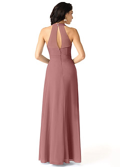 Azazie Danica Bridesmaid Dresses Desert Rose A-Line Pleated Chiffon Dress image2
