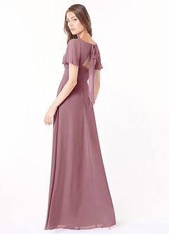 Azazie Kimber Bridesmaid Dresses Vintage Mauve A-Line Flounce Sleeve Chiffon Dress image4