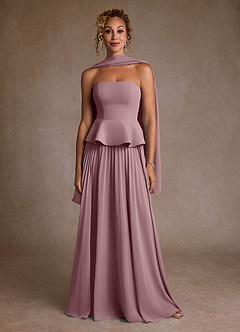 Azazie Josabeth Mère de la mariée Robes Robe Trapèze en Mousseline de soie Plissée Rose Poussiéreuse image5