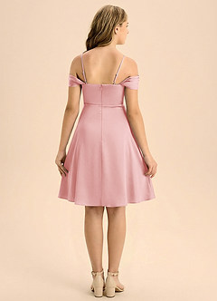 Azazie Anselie Junior A라인 주름진 스트레치 새틴 미니 주니어 신부 들러리 드레스 image2