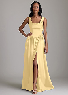 Azazie Novi Bridesmaid Dresses Butter A-Line with Pockets Stretch Satin Dress image1