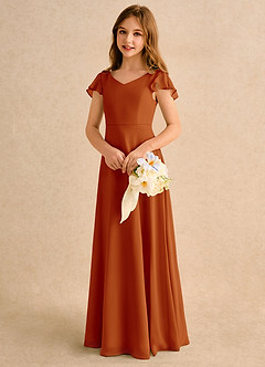 Azazie Nari Junior Formal Flower Girl Klänningar Klä A-Line i Chiffong med ärmar image3