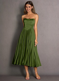 Celene Olive Green Midi Dress image2