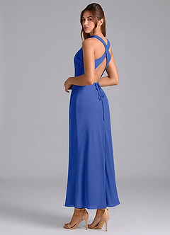 Azazie Evadne Brautjungfernkleider Etui Plissee Chiffon Kleid Königsblau image2