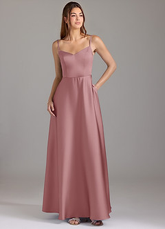 Azazie Marley Bridesmaid Dresses Dusty Rose A-Line Off the Shoulder Stretch Satin Convertible Dress image3