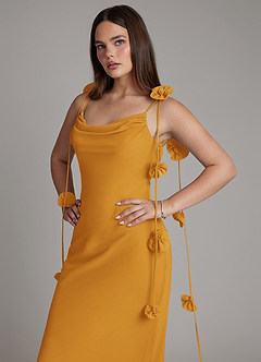Azazie Kalico Bridesmaid Dresses Butterscotch Mermaid Pleated Chiffon Dress image3