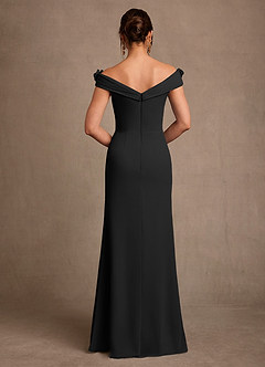 Azazie Jettie Mother of the Bride Dresses Black Sheath Pleated Chiffon Dress image3