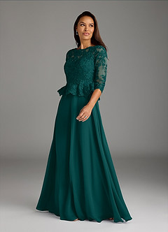 Azazie Averie Kleider für die Brautmutter A-Linie Bootshals Pailletten Chiffon Kleid Pfau image4