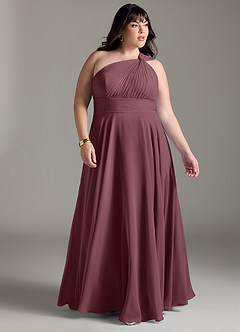 Azazie Charlize Bridesmaid Dresses Sangria A-Line One Shoulder Chiffon Dress image9