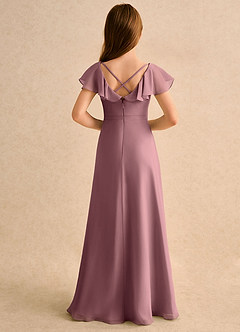 Azazie Nari Girls Formal Flower Girl Dresses Amethyst A-Line with Sleeves Chiffon Dress image2