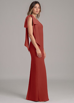 Azazie Capri Brautjungfernkleider A-Linie One-Shoulder Chiffon Kleid Terrakotta image3