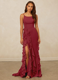 Christian Siriano Bridal for Azazie 1006 Bridesmaid Dresses Pomegranate Mermaid Ruched Chiffon Dress image3