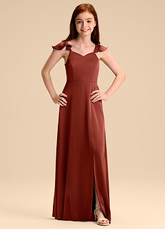 Azazie Everett Junior Klä av A-Line i Stretch Satin Rosett image7