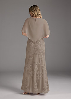 Azazie Whilhelmina Mother of the Bride Dresses Taupe Mermaid Lace Chiffon Dress image6