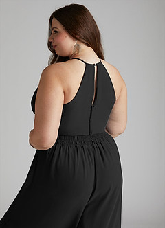 Azazie Kenzi Abiti da Damigella Tuta in Chiffon Plissettato Nero image10