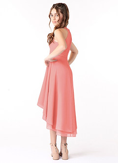 Azazie Linna Junior Coral A-Line Pleated Chiffon Dress image2