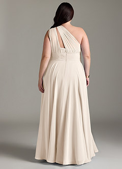 Azazie Charlize Bridesmaid Dresses White Alabaster A-Line One Shoulder Chiffon Dress image2