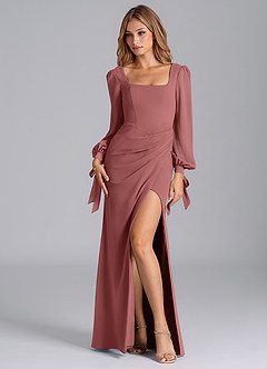 Azazie Mero Bridesmaid Dresses Amethyst Mermaid Long Sleeve Chiffon Dress image4