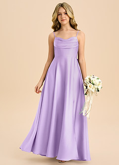 Azazie Bear Junior Lilac A-Line Sweetheart Neckline Stretch Satin Dress image3