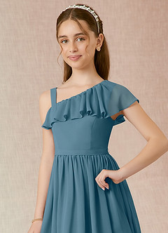 Azazie Mango Junior Bermuda A-Line Ruched Chiffon Dress image4