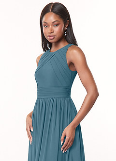 Azazie Harper Jurken voor bruidsmeisjes Jurk van Chiffon met A-Lijn Geplooid Bermuda image5