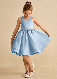 Azazie Julietta Robe Demoiselle D'honneur Fillette Robe Princesse en Tulle Convertible Poudre Bleue image4