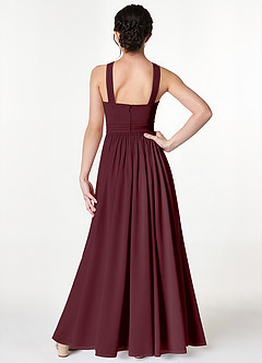 Azazie Jiya Junior Cabernet A-Line Pleated Mesh Dress image2