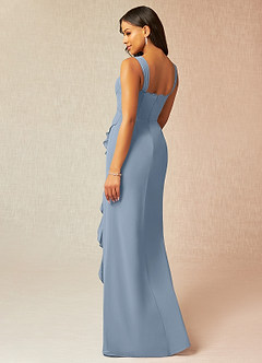 Azazie Camellia Bridesmaid Dresses Dusty Blue Sheath Lace Chiffon Dress image2