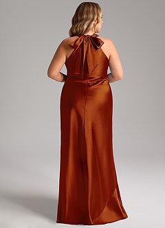 Azazie Doretta Bridesmaid Dresses Auburn Mermaid Bow Metallic Satin Dress image13