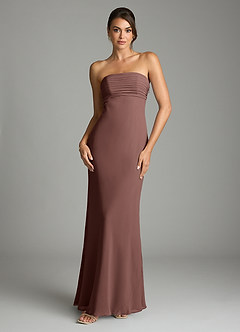 Azazie Saylor Brudtärnklänningar Klä av Sjöjungfru i Chiffong Axelbandslös Espresso image3