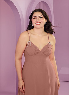 Barbie ♥ Azazie Jurken voor bruidsmeisjes Jurk van Chiffon met A-Lijn met Zakken Ceder Roos image11