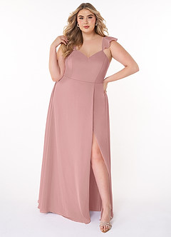 Azazie Everett Bridesmaid Dresses Dusty Rose A-Line V-neck Ruched Chiffon Dress image6