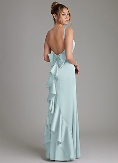 Azazie Zherra 신부 들러리 드레스 인어 절하다 스트레치 새틴 바닥 길이 드레스 image1