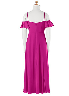 Azazie Juna Junior Robe Trapèze en Mousseline de soie Épaule décolletée Fuchsia image6