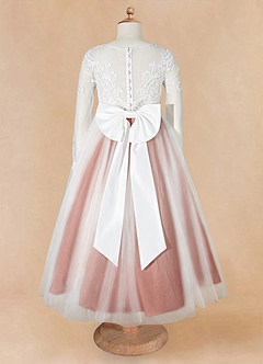 Azazie Elodie Blumenmädchenkleider Ballkleid Spitze Kleid Elfenbein Kastanienbraun image11