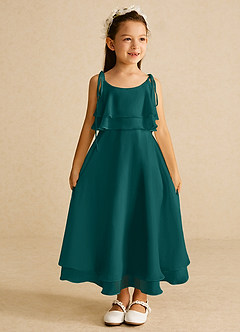 Azazie Temi Venta Final Vestido de Ivory de Gasa de Corte en A con Tirante Espagueti image3