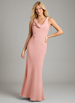 Azazie Rylina Vestidos de damas de honor Vestido de Rosetón de Gasa de Corte Sirena con Plisado image1