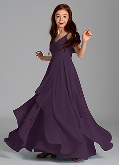 Azazie Karan Junior Plum A-Line Chiffon Dress image5