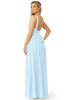 Azazie Kora Robes de demoiselle d'honneur Robe Trapèze en Mousseline de soie Plissée Bleu Ciel image5