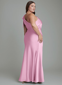 Azazie Yuanna Bridesmaid Dresses Candy Pink Mermaid One Shoulder Stretch Satin Dress image9