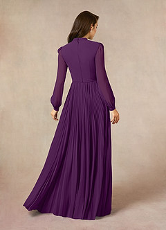 Azazie Adellah Mother of the Bride Dresses Grape A-Line Pleated Chiffon Dress image3