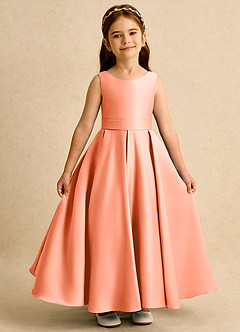Azazie Mapel vestidos de niña de las flores Vestido de Atardecer de Satin Mate de Princesa con Plisado image6
