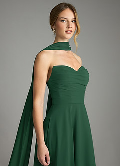 Azazie Ayla Abiti da Damigella Abito A-Line in Chiffon Scollo a Cuore Verde Scuro image6