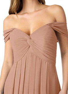 Azazie Kaitlynn Bridesmaid Dresses Champagne Rose Empire Ruched Chiffon Convertible Dress image5