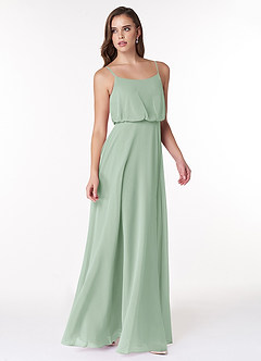 Azazie Lupe Final Sale Agave A-Line Scoop Blouson Chiffon Dress image4