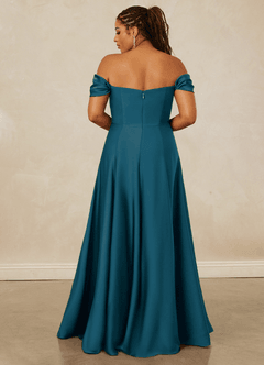 Christian Siriano Bridal for Azazie 1002 Bridesmaid Dresses Ink Blue A-Line Off the Shoulder Stretch Satin Convertible Dress image17