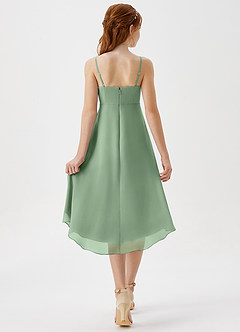 Azazie Mariam Junior Matcha A-Line Pleated Chiffon Dress image2