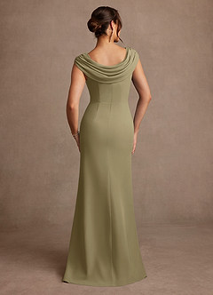 Azazie Irvine Mother of the Bride Dresses Moss Green A-Line Pleated Chiffon Dress image3